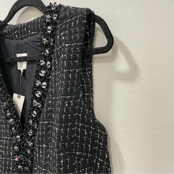 NWT Maeve V-Neck Tweed Mini Dress Women's Medium Black Silver - Picture 8 of 16